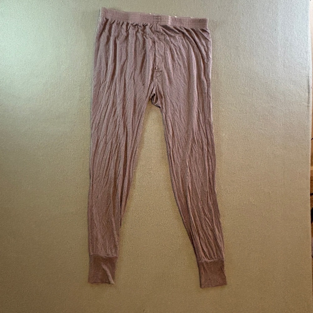 LL Bean 100% Silk Long Johns Mens XL Taupe Brown Thermal Base Layer 278396